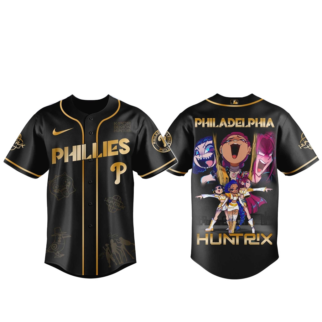Philadelphia Phillies x Kpop Demon Hunter 2026 Golden Baseball Jersey 1 - Unicasport Philadelphia Phillies x Kpop Demon Hunter 2026 Golden Baseball Jersey