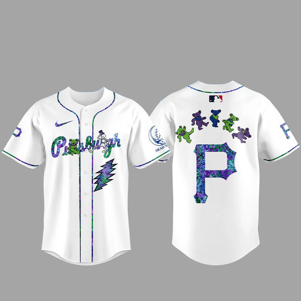 Pittsburgh Pirates Grateful Dead Night 2026 White Baseball Jersey 1 - Unicasport Pittsburgh Pirates Grateful Dead Night 2026 White Baseball Jersey