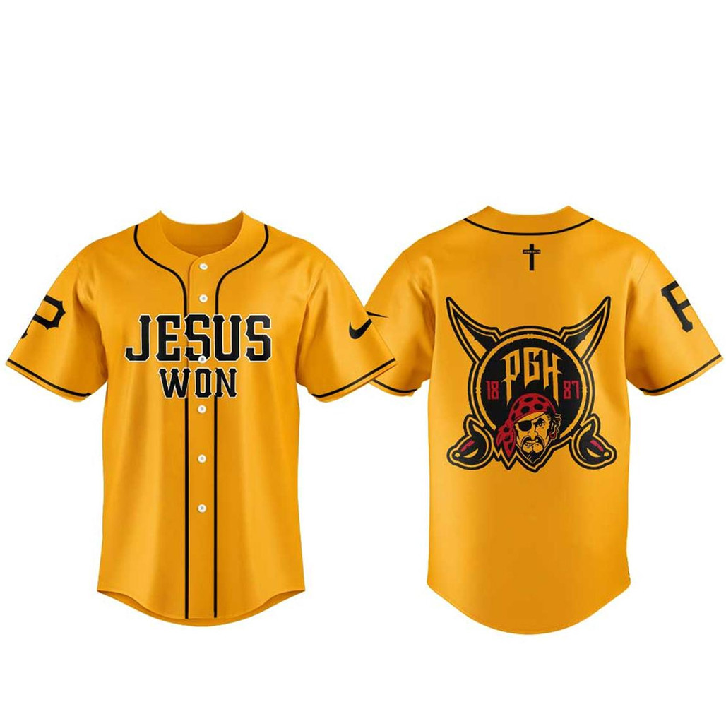 Pittsburgh Pirates Jesus Won 2026 Night Of Faith Yellow Baseball Jersey 1 - Unicasport Pittsburgh Pirates Jesus Won 2026 Night Of Faith Yellow Baseball Jersey