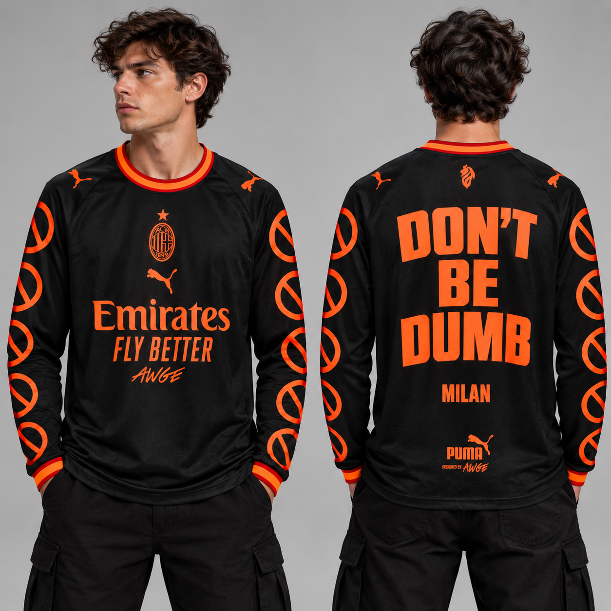 Puma 2026 AC Milan x ASAP Rocky Milan Don't Be Dumb Long Sleeve Jersey Exclusive Jersey Merch 1 - merchtourboutique Puma 2026 AC Milan x ASAP Rocky Milan Don’t Be Dumb Long Sleeve Jersey Exclusive Jersey Merch