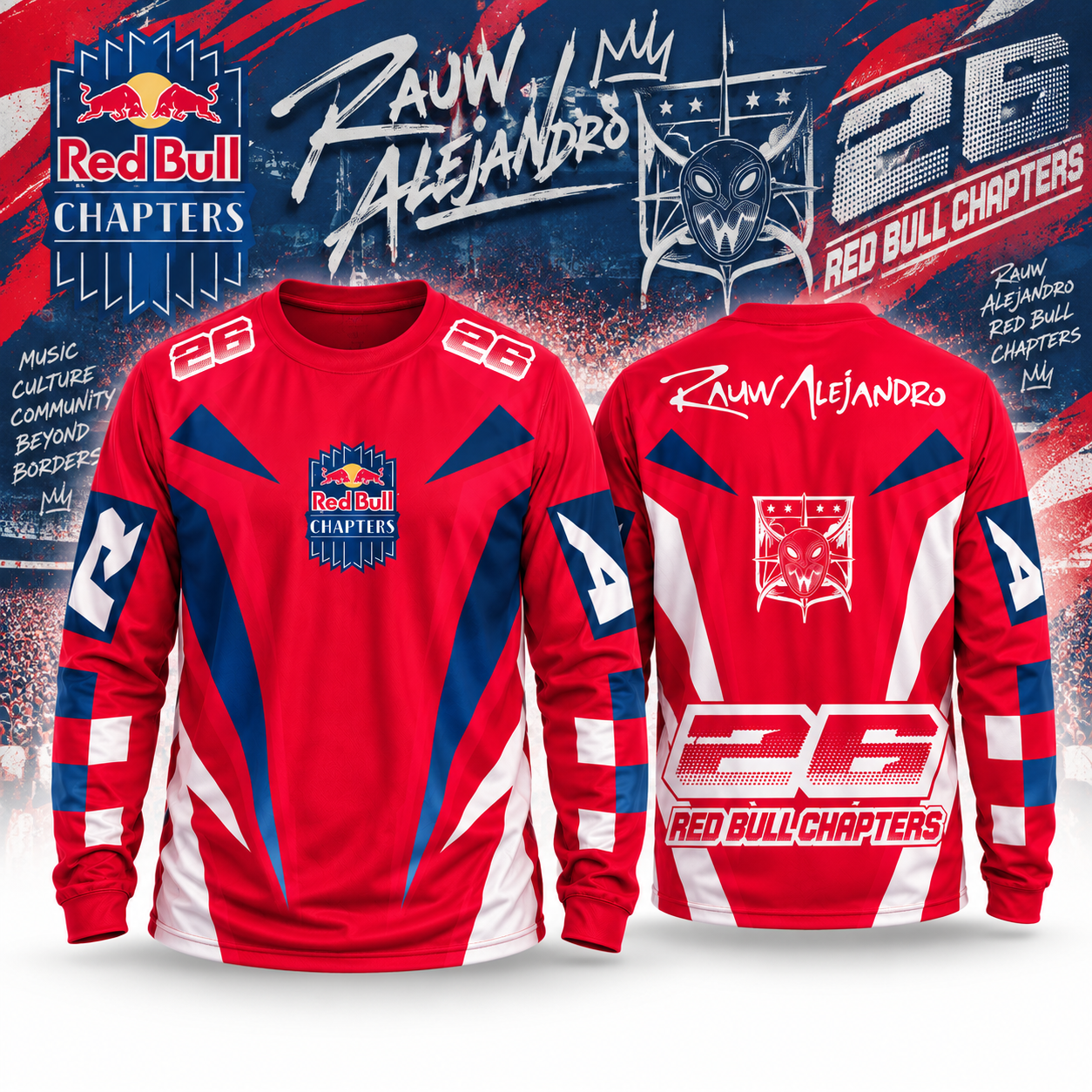 rauw alejandro red bull chapers 2026 motorcross longsleeve jersey merch shPGn - merchtourboutique