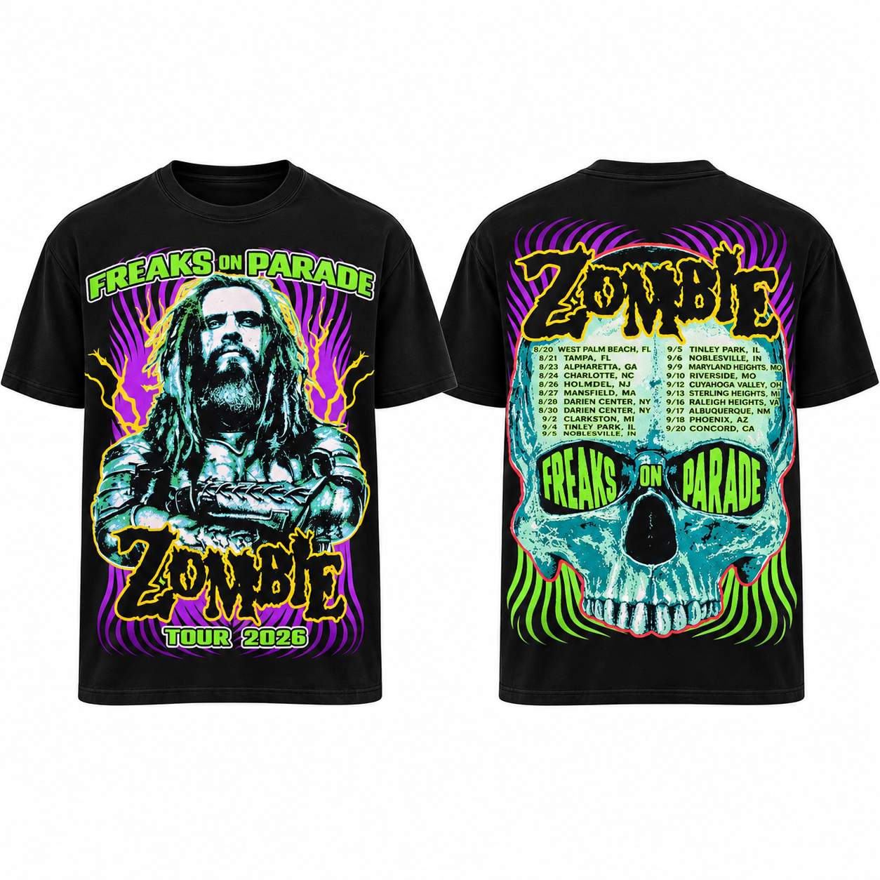 rob zombie x marilyn manson freaks on parade 2026 tour merch Xdt5R - merchtourboutique