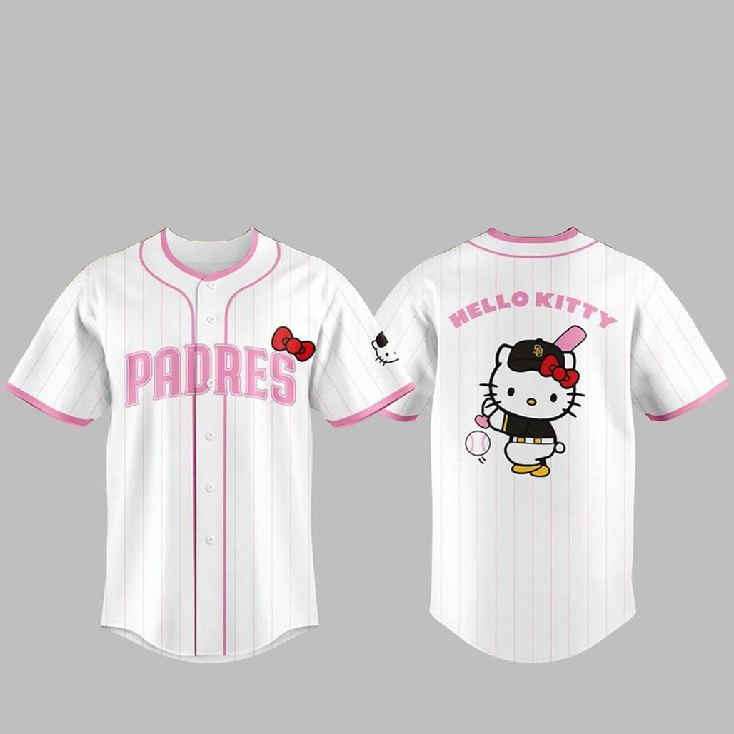 San Diego Padres Hello Kitty Night All White 2026 Baseball Jersey 1 - Unicasport San Diego Padres Hello Kitty Night All White 2026 Baseball Jersey
