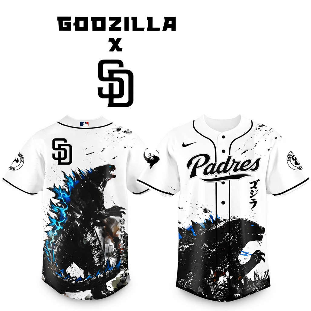 San Diego Padres x Godzilla Monster Baseball Jersey 1 - Unicasport San Diego Padres x Godzilla Monster Baseball Jersey