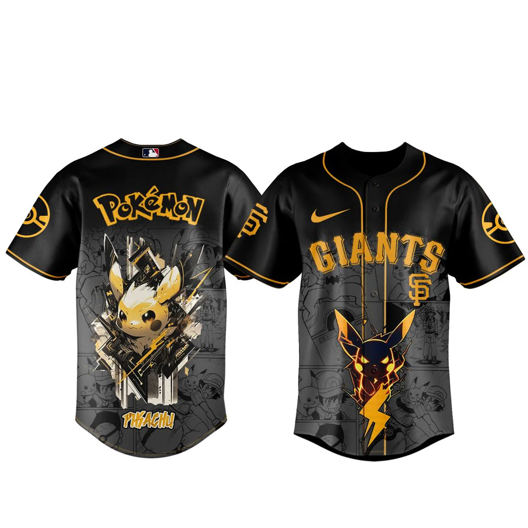 San Francisco Giants x Pokmon Pikachu 2026 Black Baseball Jersey 1 - Unicasport San Francisco Giants x Pokmon Pikachu 2026 Black Baseball Jersey