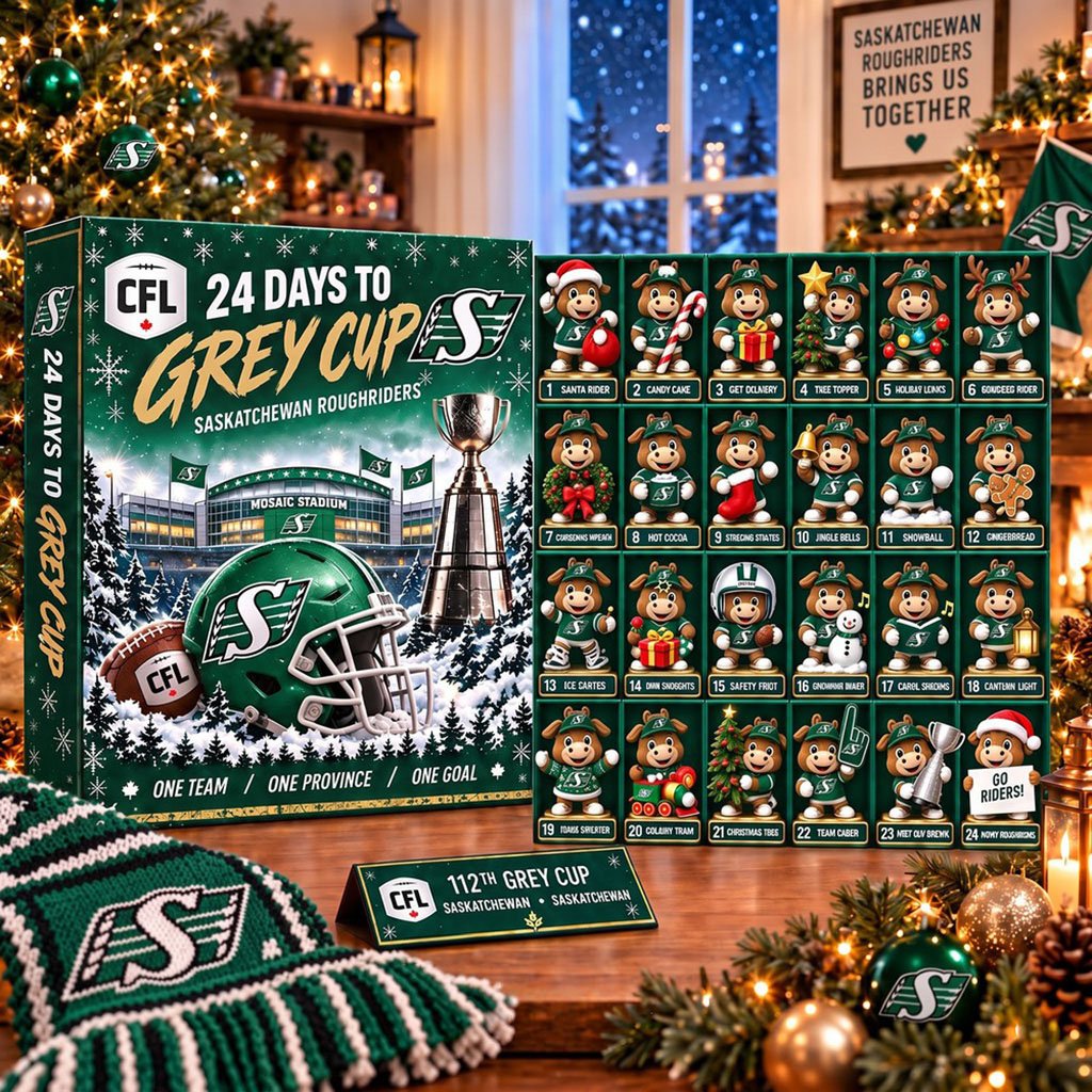 Saskatchewan Roughriders Mascot Advent Calendar Grey Cup Christmas Ornaments Surprise Box