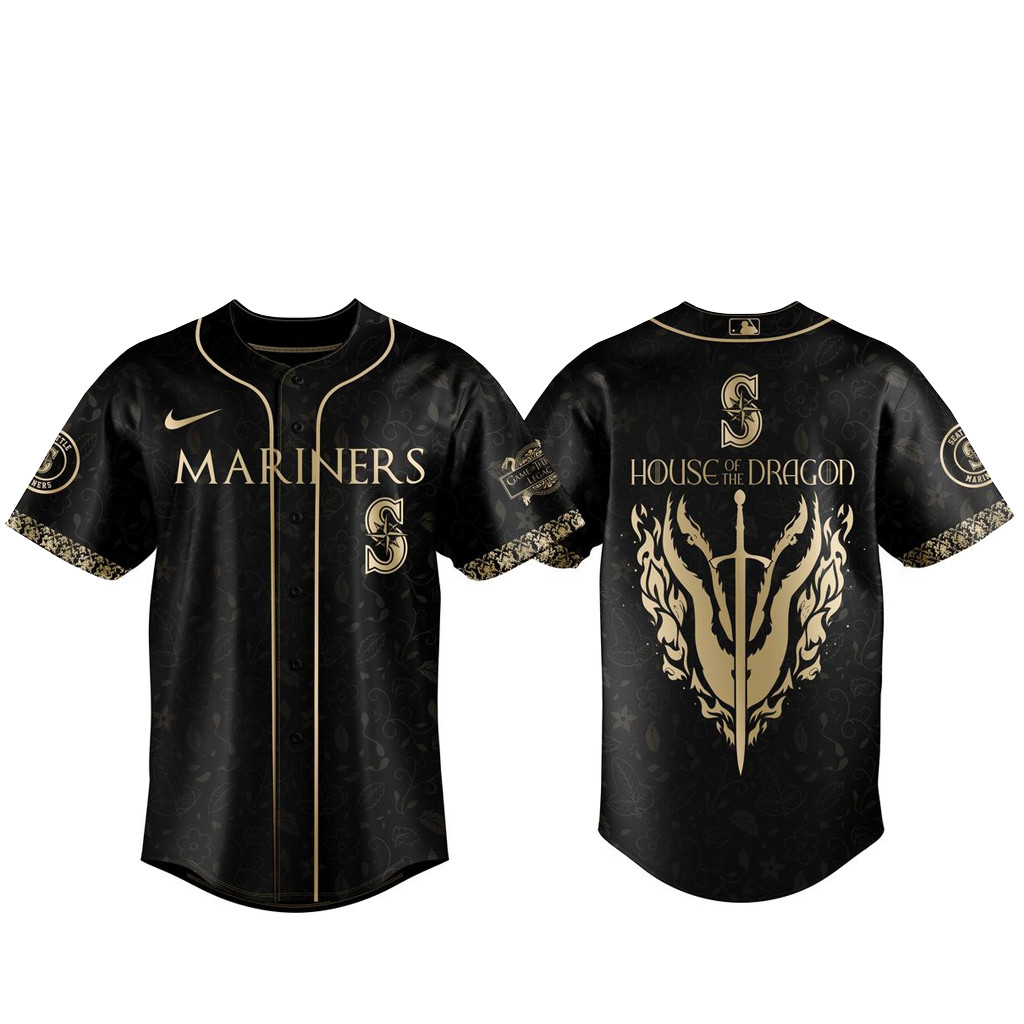 Seattle Mariners 2026 House of the Dragon Night Black Baseball Jersey 1 - Unicasport Seattle Mariners 2026 House of the Dragon Night Black Baseball Jersey