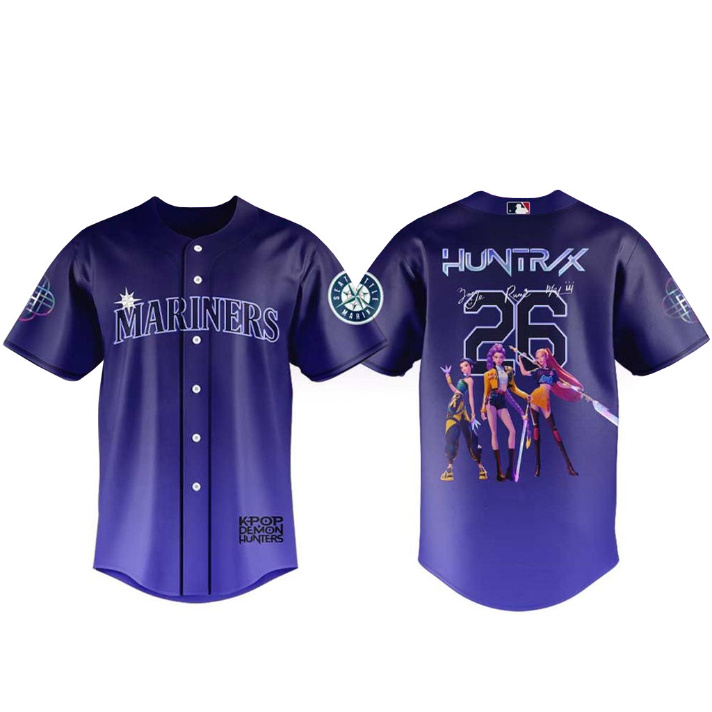 Seattle Mariners K-Pop Demon Hunters 2026 Game On Baseball Jersey 1 - Unicasport Seattle Mariners K-Pop Demon Hunters 2026 Game On Baseball Jersey