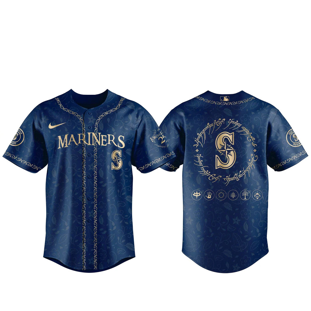 Seattle Mariners The Lord of The Rings 2026 Night Navy Baseball Jersey 1 - Unicasport Seattle Mariners The Lord of The Rings 2026 Night Navy Baseball Jersey