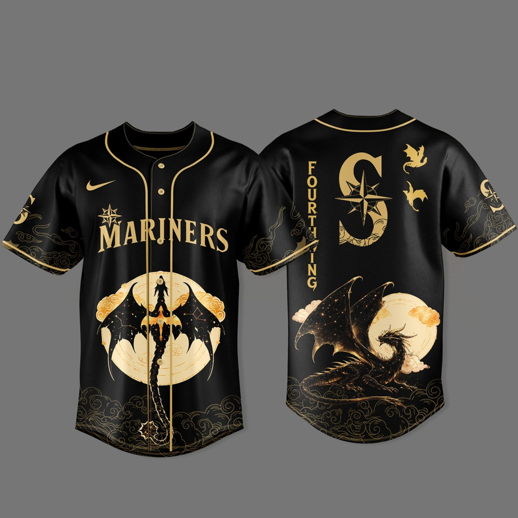 Seattle Mariners x Fourth Wing 2026 Black Baseball Jersey 1 - Unicasport Seattle Mariners x Fourth Wing 2026 Black Baseball Jersey