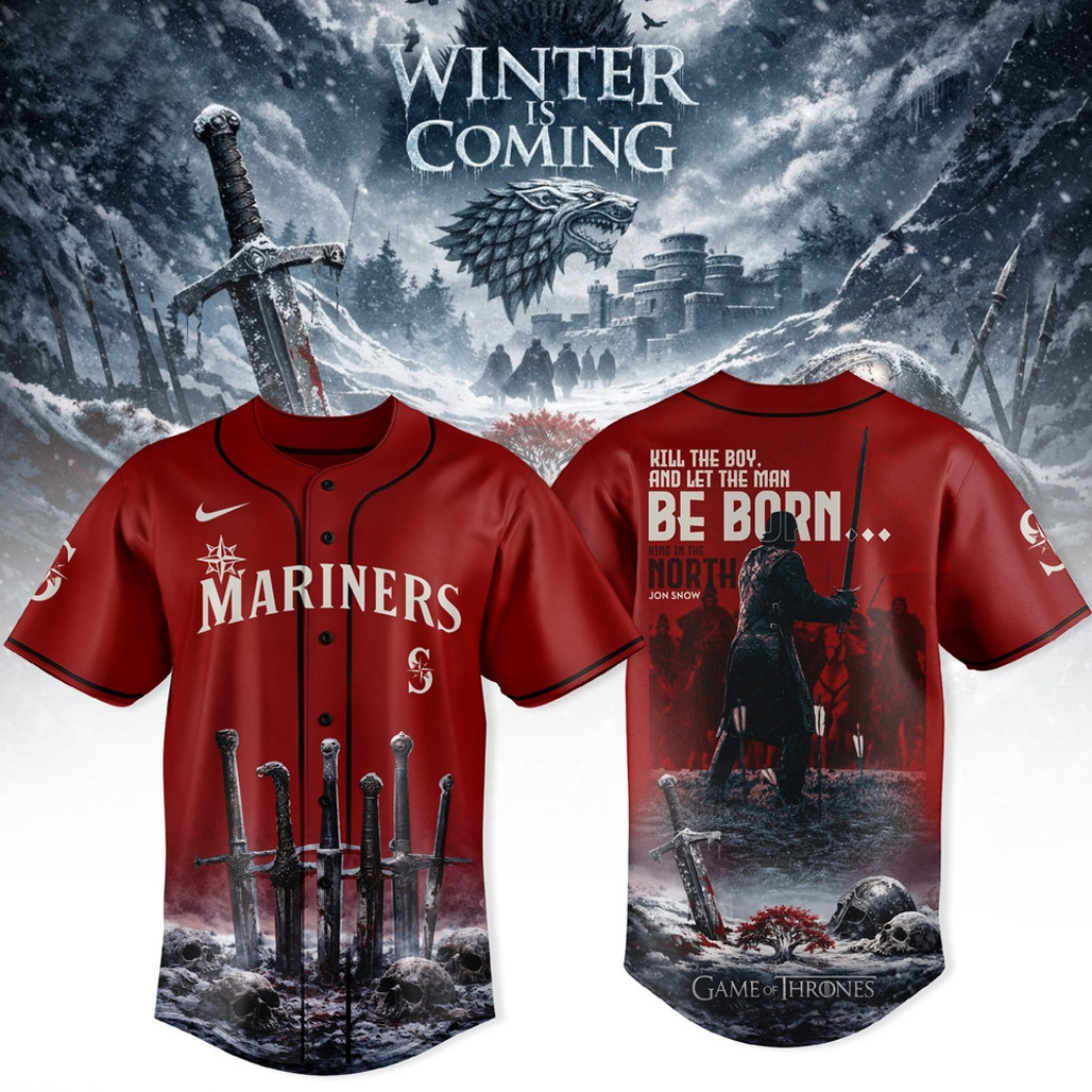 Seattle Mariners x Game of Thrones Jon Snow Kill The Boy And Let The Man Be Born Baseball Jersey 1 - Unicasport Seattle Mariners x Game of Thrones Jon Snow Kill The Boy And Let The Man Be Born Baseball Jersey
