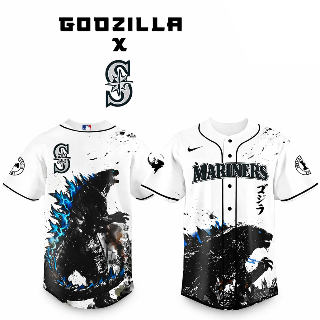 Seattle Mariners x Godzilla Monster Baseball Jersey 1 - Unicasport Seattle Mariners x Godzilla Monster Baseball Jersey