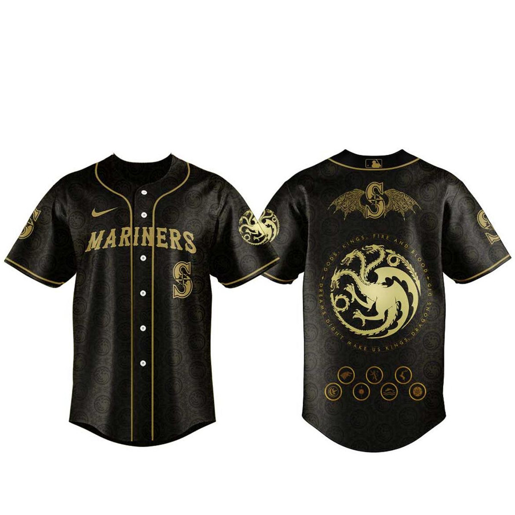 Seattle Mariners x House Of The Dragon 2026 Black Baseball Jersey 1 - Unicasport Seattle Mariners x House Of The Dragon 2026 Black Baseball Jersey