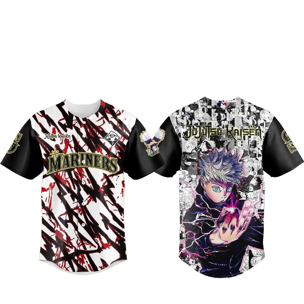 Seattle Mariners x Satoru Gojo Baseball Jersey 1 - Unicasport Seattle Mariners x Satoru Gojo Baseball Jersey
