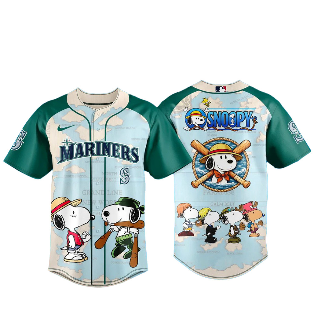 Seattle Mariners x Snoopy 2026 Baseball Jersey 1 - Unicasport Seattle Mariners x Snoopy 2026 Baseball Jersey
