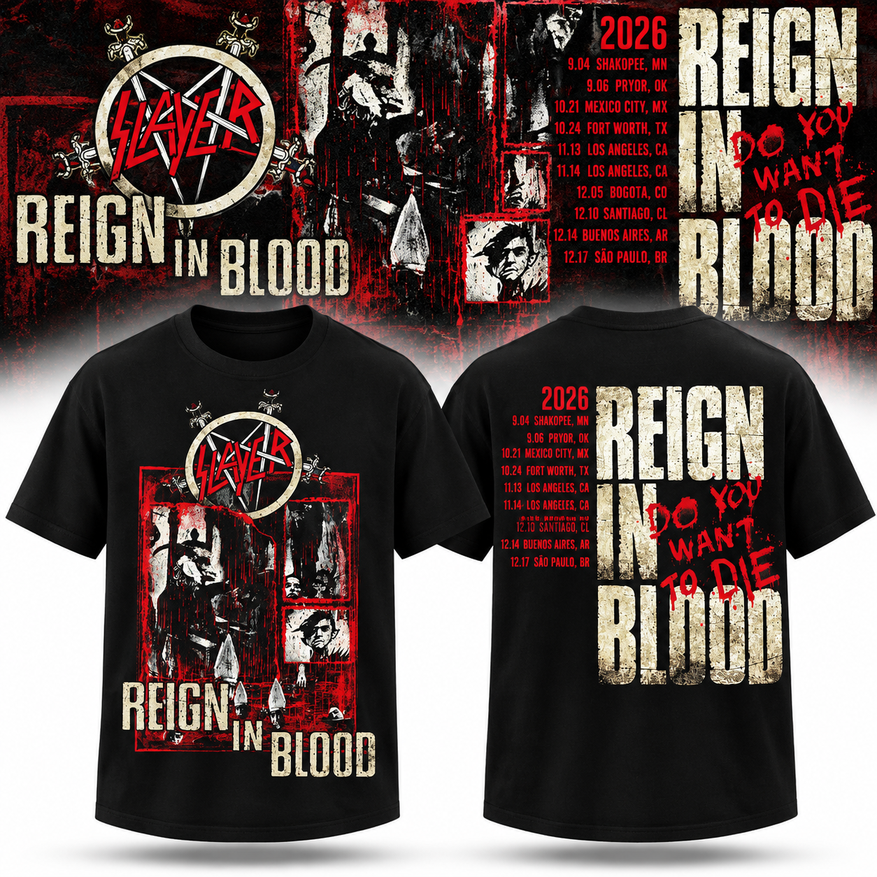 slayer reign in blood 40th anniversary tour 2026 merch album cover main art t shirt merch aU8Aw - merchtourboutique