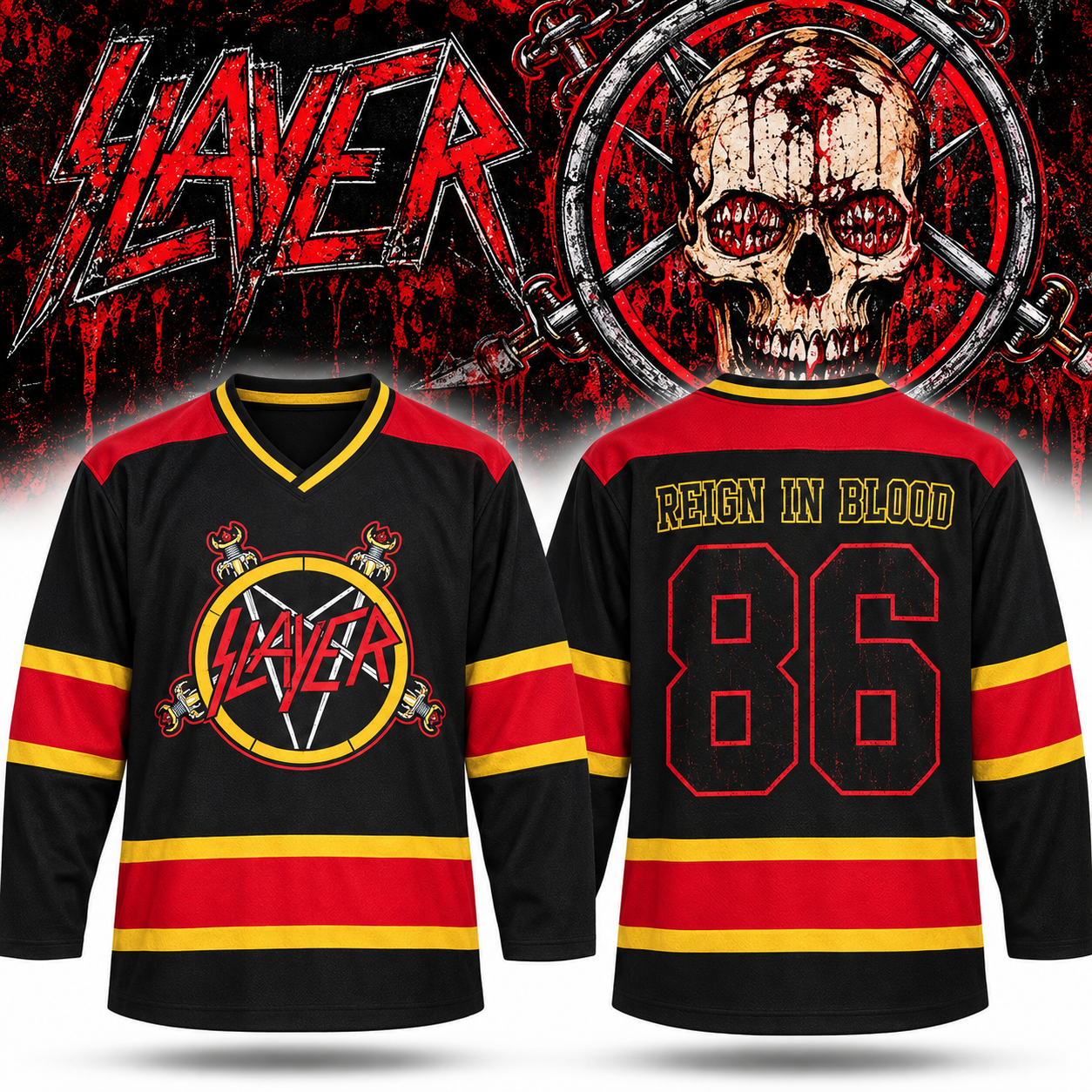 slayer reign in blood tour long sleeve jersey merch TA7G0 - merchtourboutique