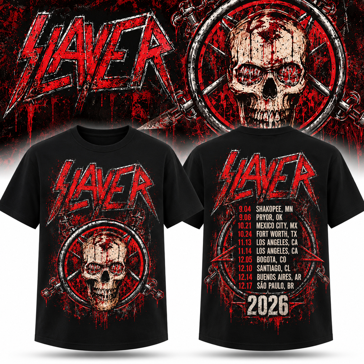 slayer tour 2026 reign in blood in 2026 merch shirt UK0FV - merchtourboutique
