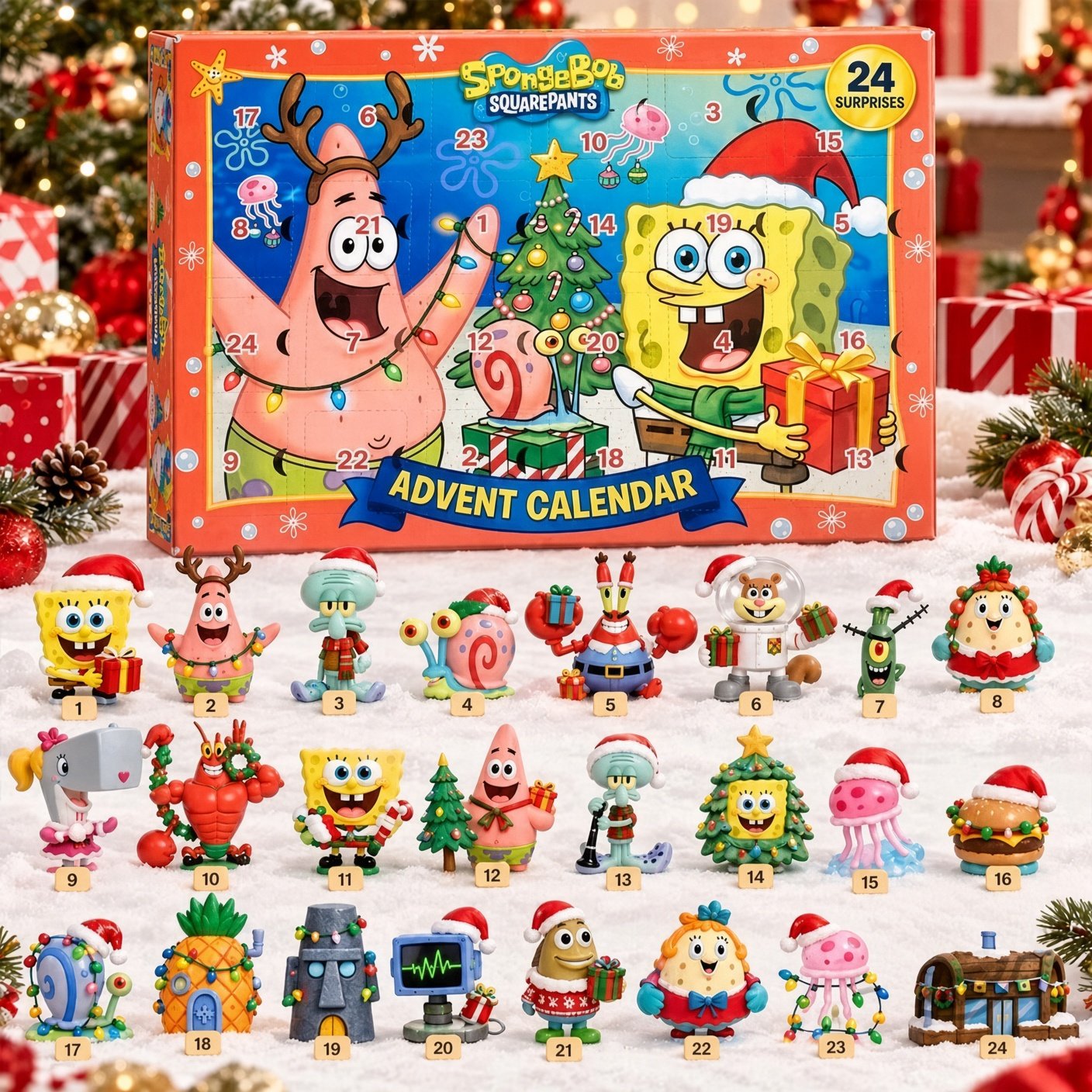 SpongeBob SquarePants 24 Surprises Christmas Advent Calendar 2026 Holiday Gift Box