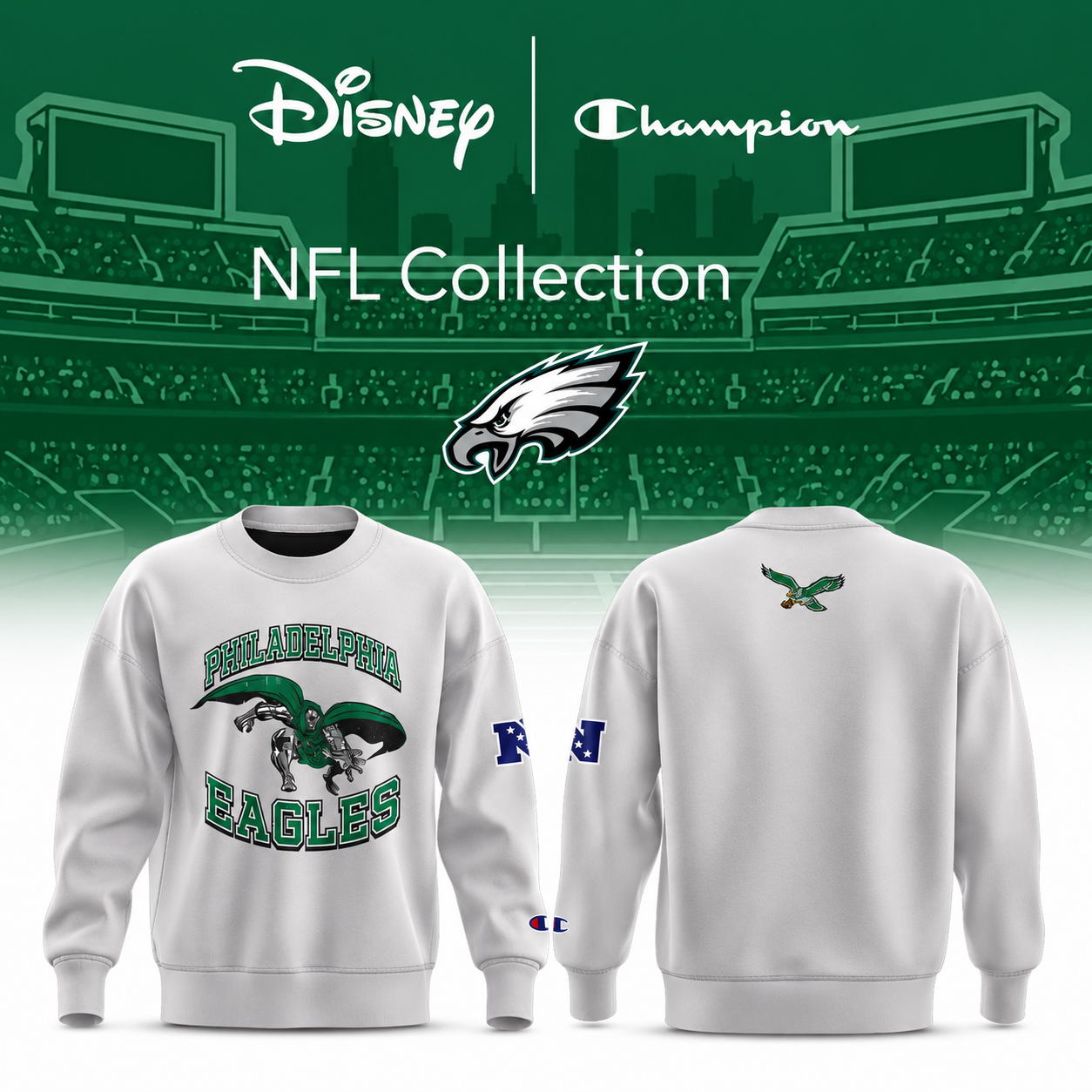 Sweatshirt Merch Disney Champion NFL 2026 Philadelphia Eagles