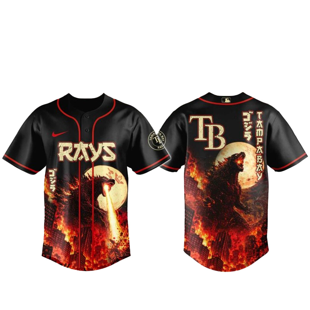 Tampa Bay Rays x Godzilla King of Monsters Baseball Jersey 1 - Unicasport Tampa Bay Rays x Godzilla King of Monsters Baseball Jersey