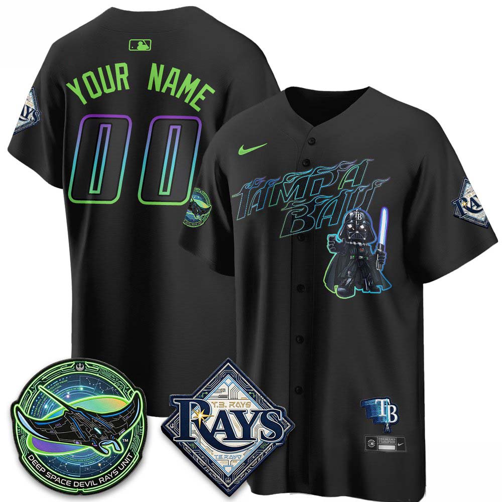 Tampa Bay Rays x Star Wars Black Neon Custom Baseball Jersey