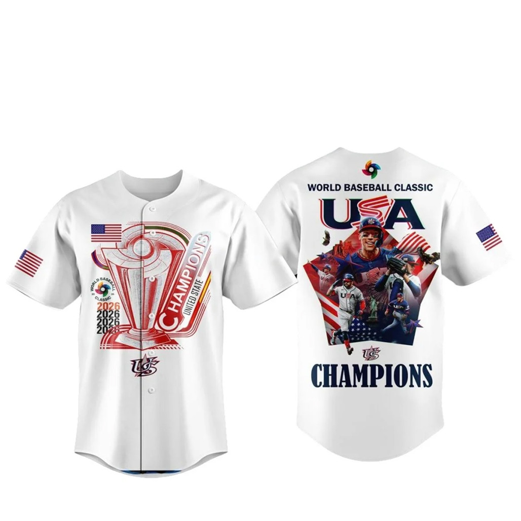 Team USA 2026 World Baseball Classic Champions White Baseball Jersey 1 - Unicasport Team USA 2026 World Baseball Classic Champions White Baseball Jersey