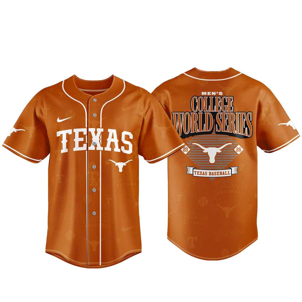 Texas Longhorns Omaha Bound 2026 College World Series Baseball Jersey 1 - Unicasport Texas Longhorns Omaha Bound 2026 College World Series Baseball Jersey