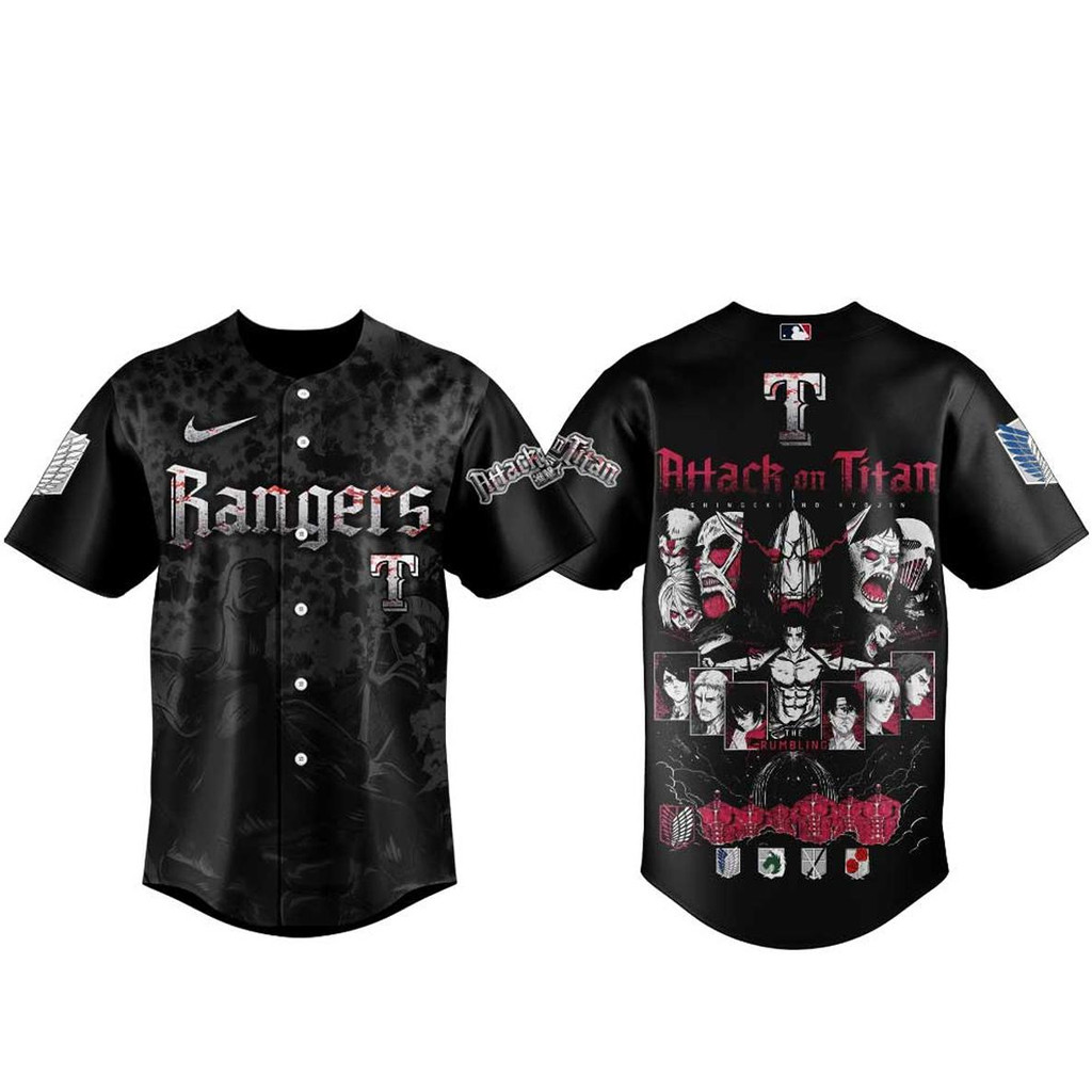 Texas Rangers Attack on Titan 2026 Baseball Jersey 1 - Unicasport Texas Rangers Attack on Titan 2026 Baseball Jersey