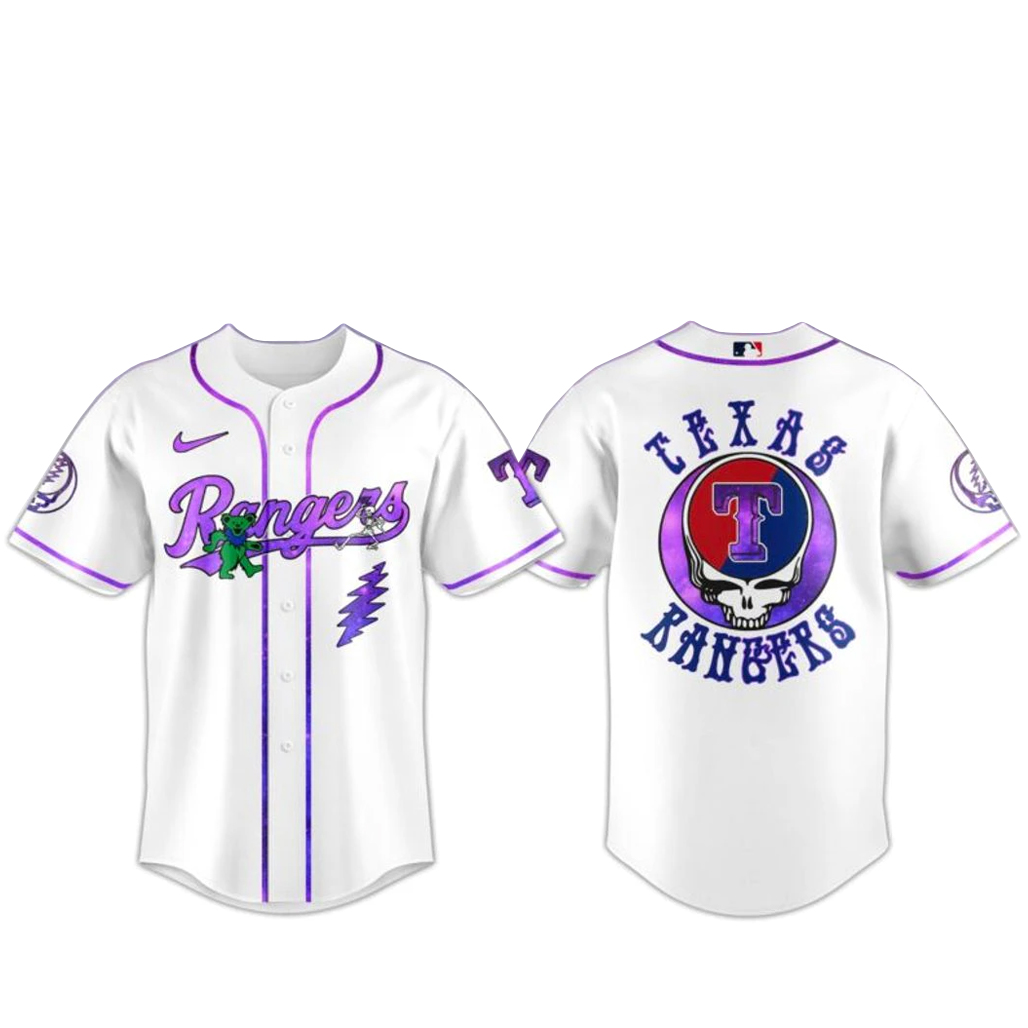 Texas Rangers Grateful Dead Night 2026 Baseball Jersey 1 - Unicasport Texas Rangers Grateful Dead Night 2026 Baseball Jersey