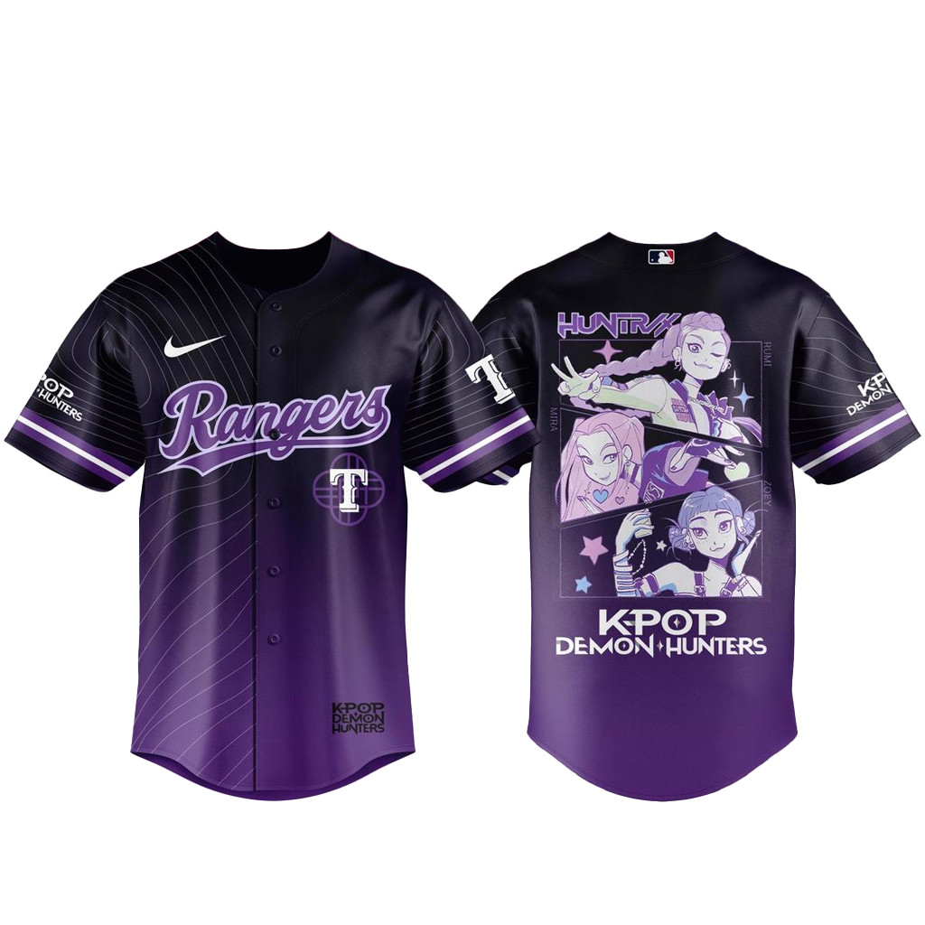 Texas Rangers K-Pop Demon Hunters 2026 Game On Baseball Jersey 1 - Unicasport Texas Rangers K-Pop Demon Hunters 2026 Game On Baseball Jersey