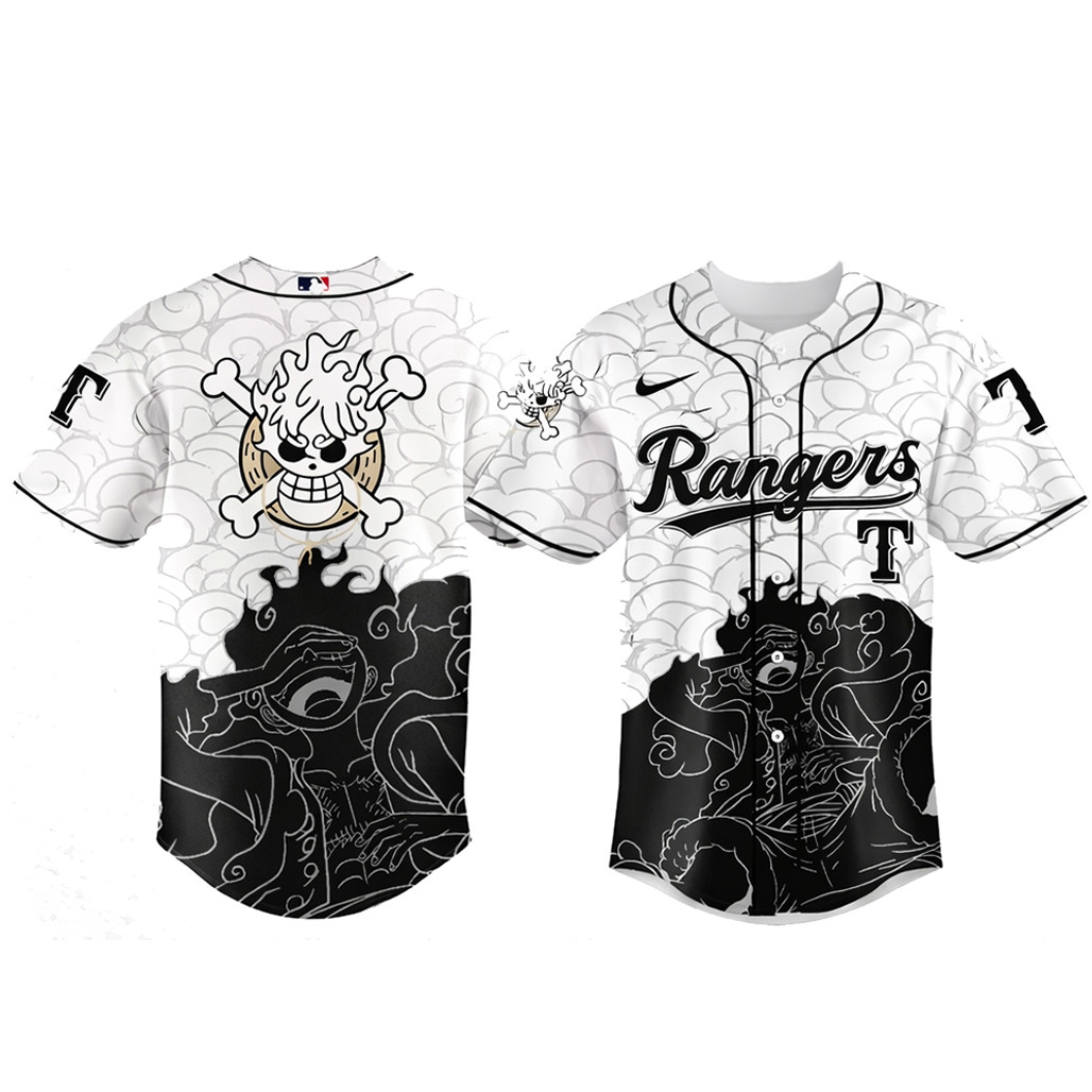 Texas Rangers One Piece Gear 5 Luffy Sun God Nika Baseball Jersey 2026 1 - Unicasport Texas Rangers One Piece Gear 5 Luffy Sun God Nika Baseball Jersey 2026