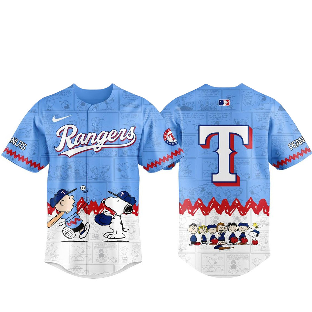 Texas Rangers Peanuts Day 2026 Gameday Celebration Baseball Jersey 1 - Unicasport Texas Rangers Peanuts Day 2026 Gameday Celebration Baseball Jersey