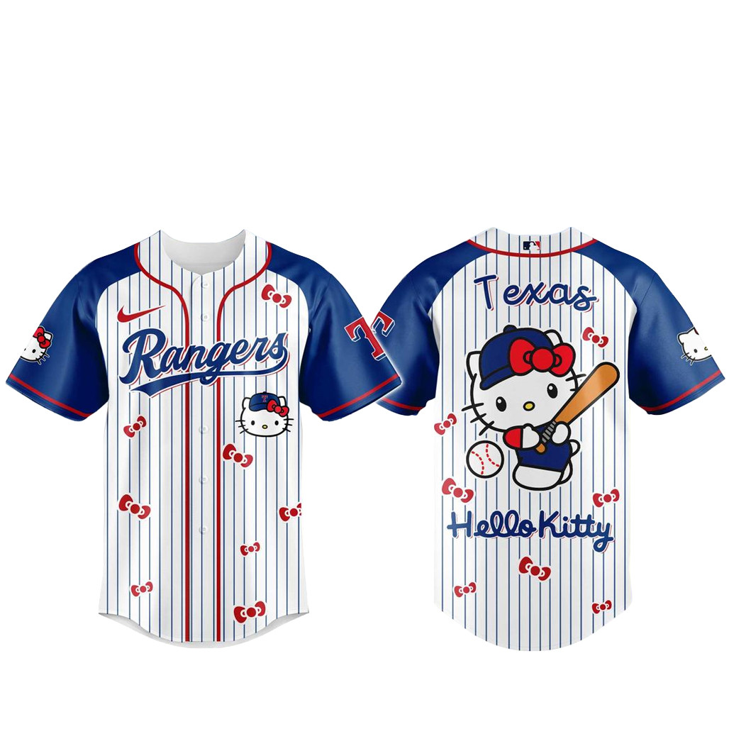 Texas Rangers x Hello Kitty 2026 And Sanrio World Baseball Jersey 1 - Unicasport Texas Rangers x Hello Kitty 2026 And Sanrio World Baseball Jersey