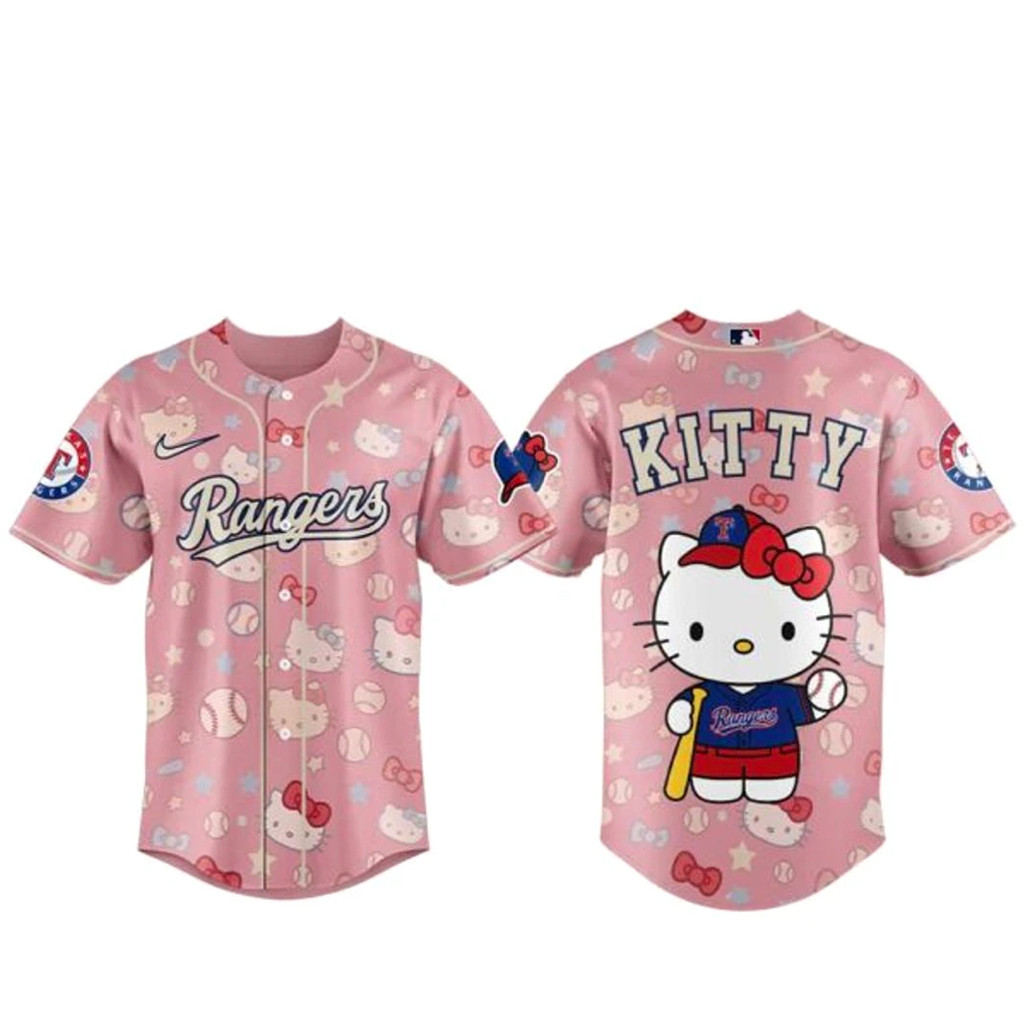 Texas Rangers x Hello Kitty 2026 Baseball Jersey 1 - Unicasport Texas Rangers x Hello Kitty 2026 Baseball Jersey