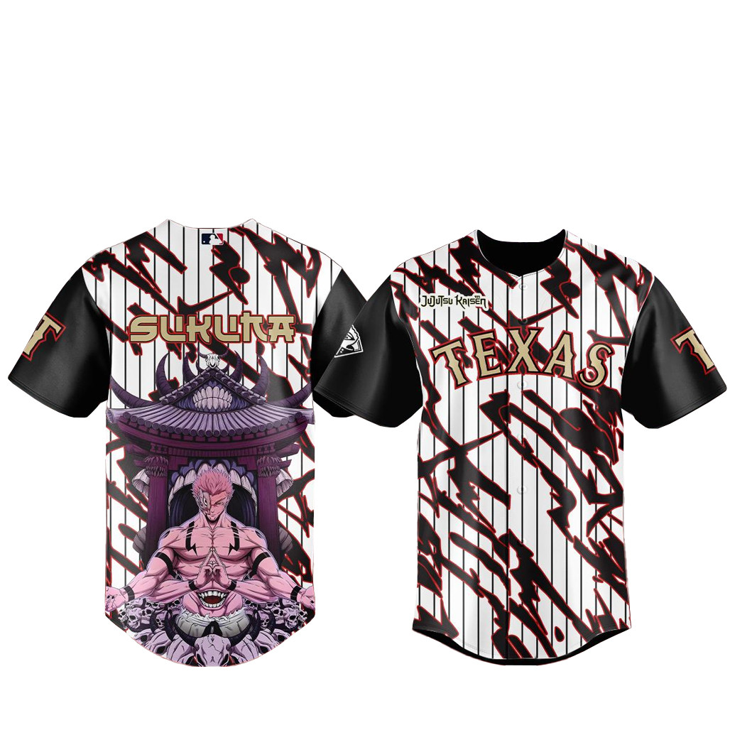 Texas Rangers x Jujutsu Kaisen Night 2026 Sukuana Baseball Jersey 1 - Unicasport Texas Rangers x Jujutsu Kaisen Night 2026 Sukuana Baseball Jersey