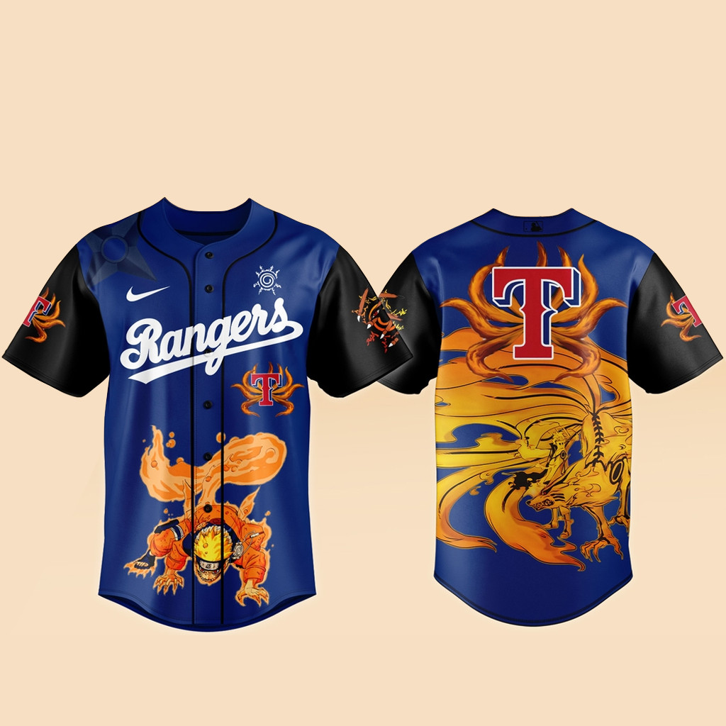 Texas Rangers x Naruto Kurama Baseball Jersey Version 1 1 - Unicasport Texas Rangers x Naruto Kurama Baseball Jersey Version 1