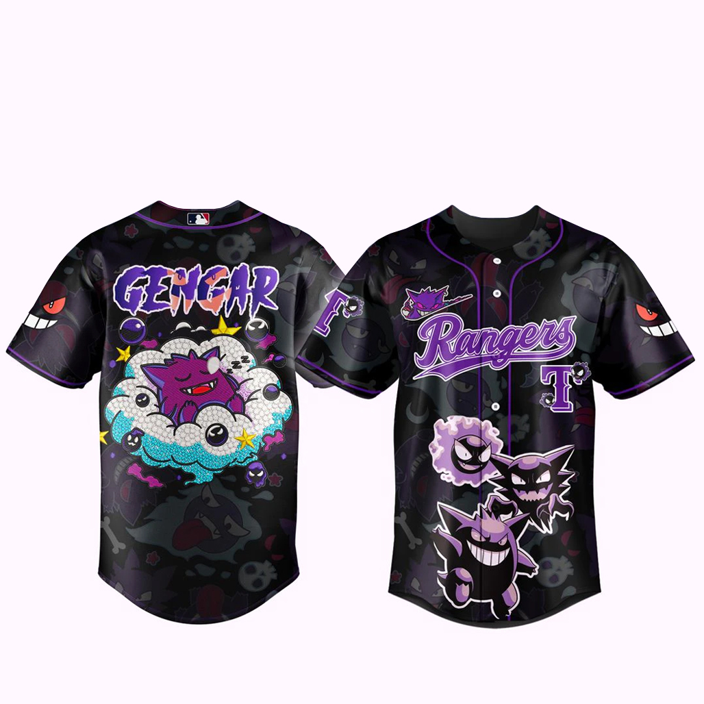 Texas Rangers x Pokemon Gengar 2026 Baseball Jersey Version 1 1 - Unicasport Texas Rangers x Pokemon Gengar 2026 Baseball Jersey Version 1