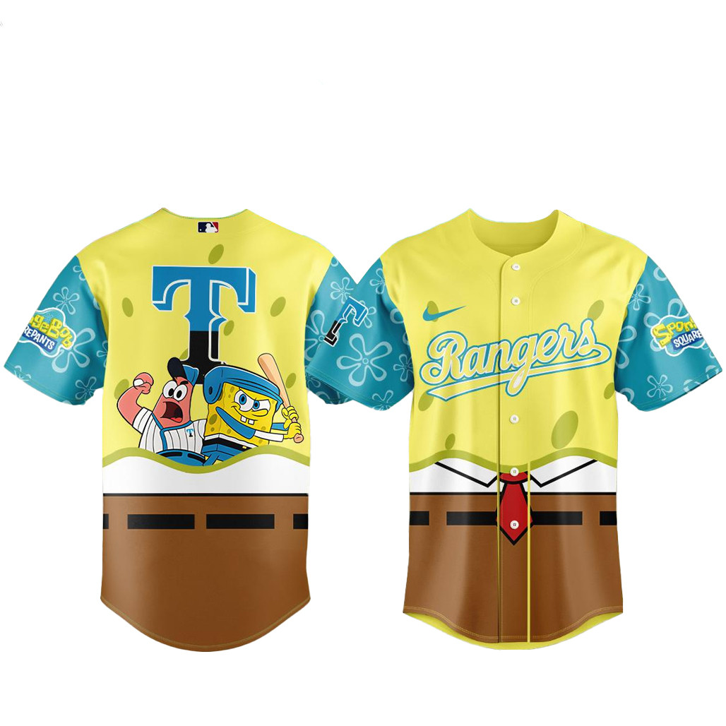 Texas Rangers x SpongeBob SquarePants 2026 Baseball Jersey 1 - Unicasport Texas Rangers x SpongeBob SquarePants 2026 Baseball Jersey