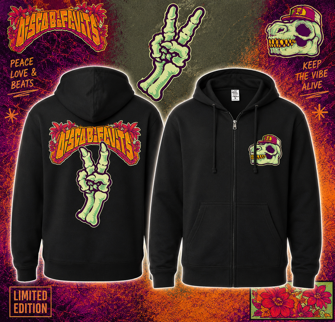 The Disco Biscuits 2026 Fall Tour Dino Hoodie Merch