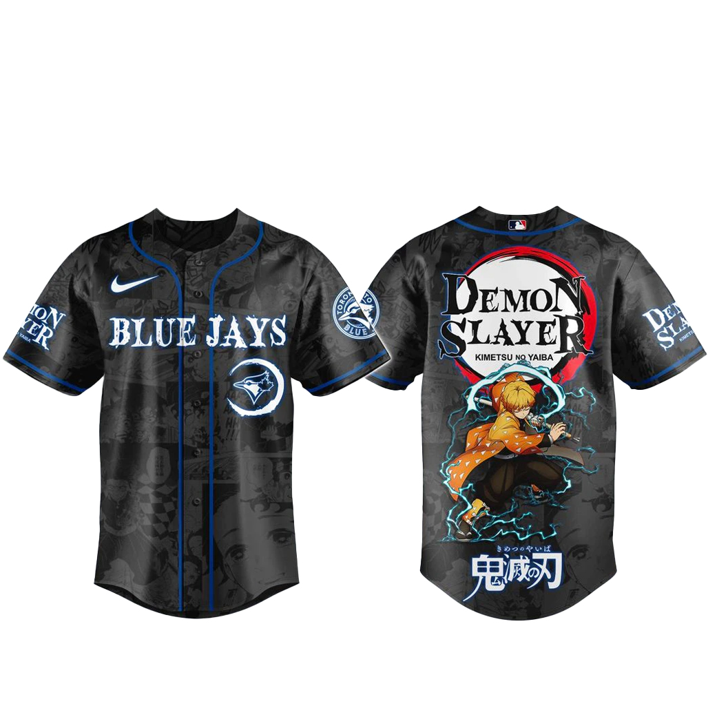 Toronto Blue Jays x Zenitsu Agatsuma Demon Slayer Night Baseball Jersey