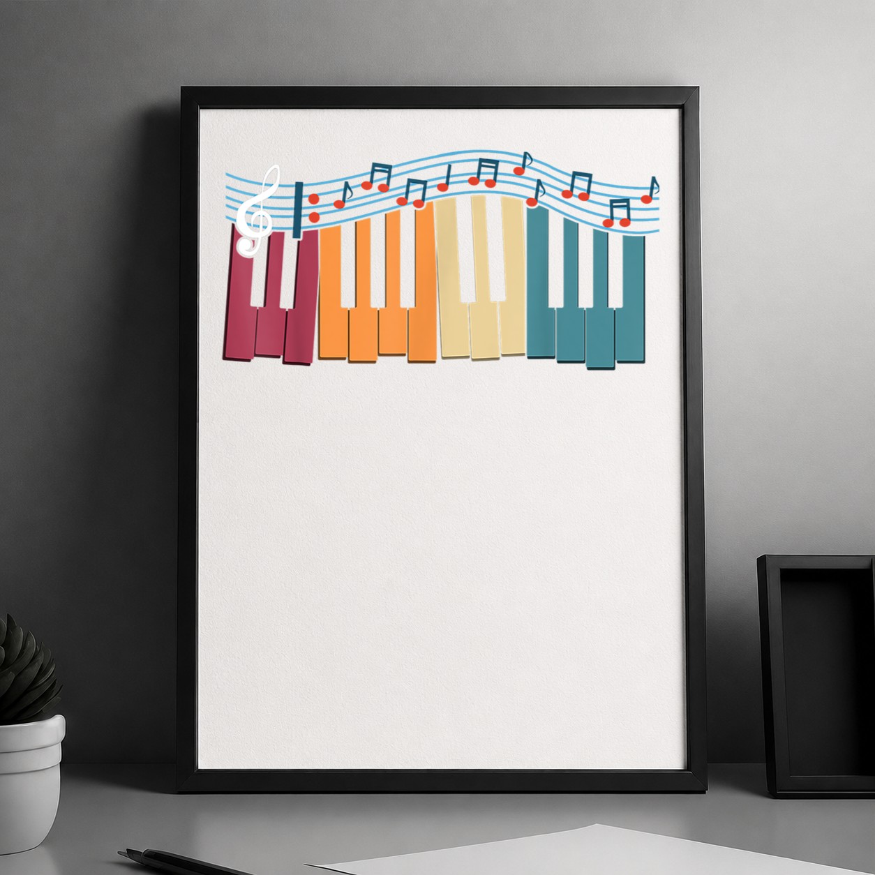 Treble Clef Keyboard Pianist Retro Musical Instrument Piano Poster