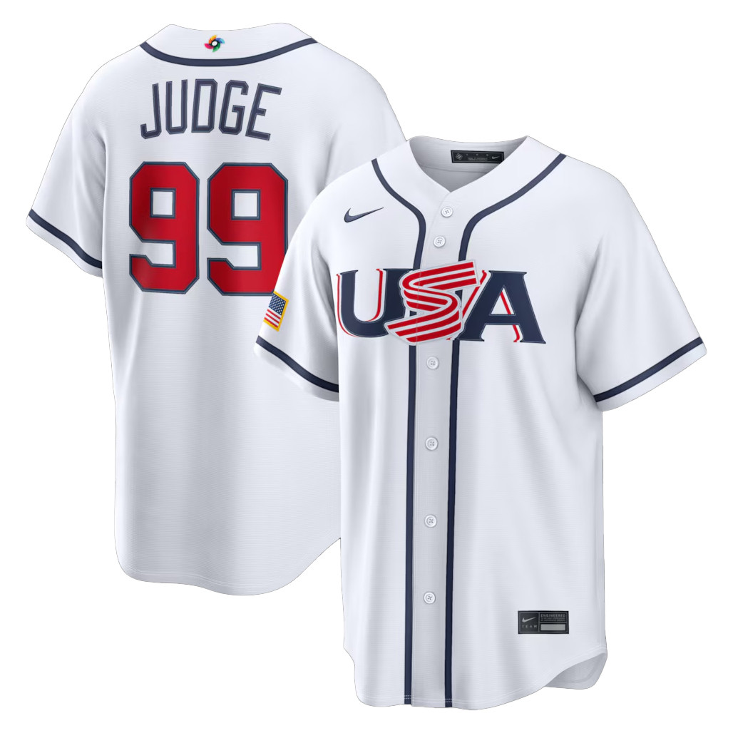 USA Baseball Aaron Judge White 2026 World Baseball Classic Home Stadium Baseball Jersey