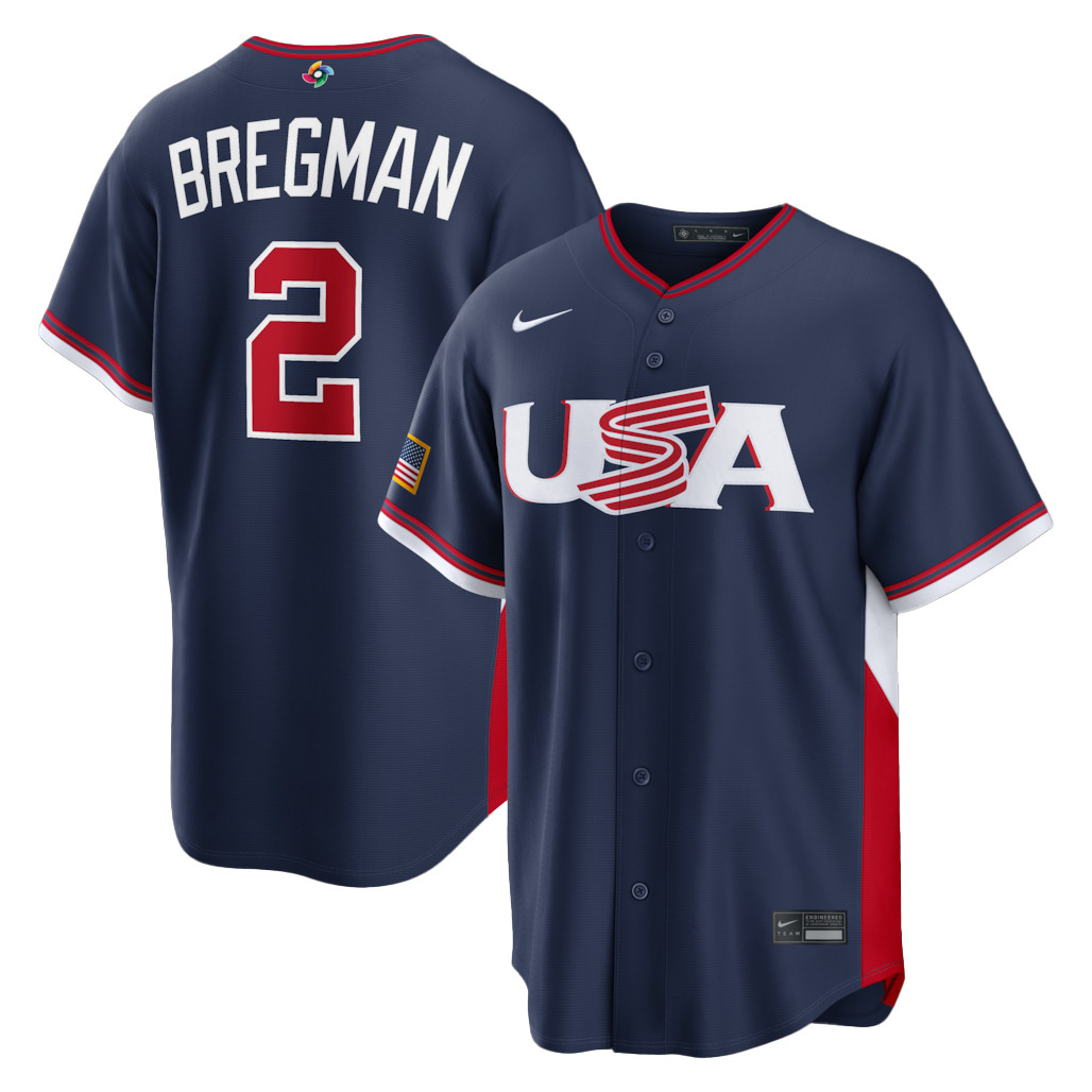USA Baseball Alex Bregman Navy 2026 World Baseball Classic Road Stadium Baseball Jersey