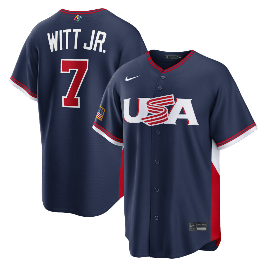 USA Baseball Bobby Witt Jr. Navy 2026 World Baseball Classic Road Stadium Baseball Jersey