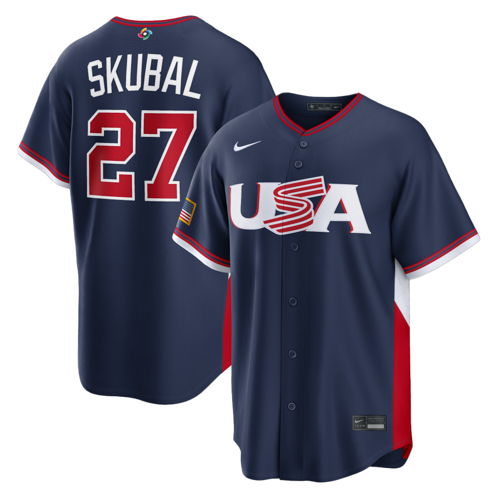 USA Baseball Tarik Skubal Navy 2026 World Baseball Classic Road Stadium Baseball Jersey