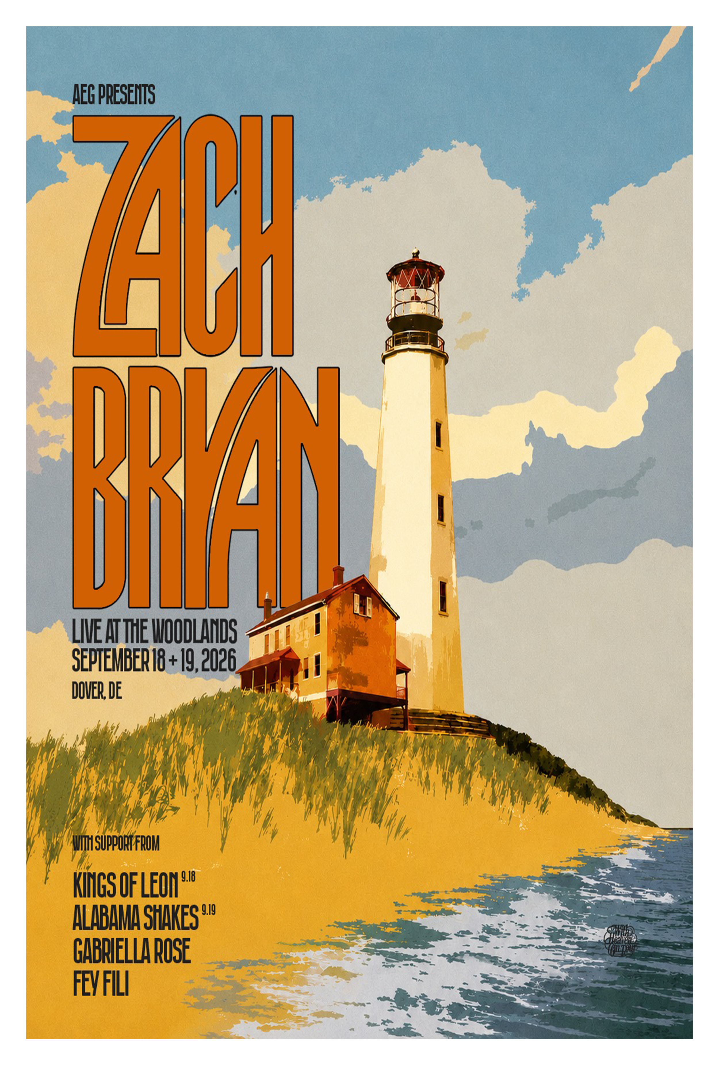zach bryan dover de september 18 19 2026 poster merch VPBrH - merchtourboutique
