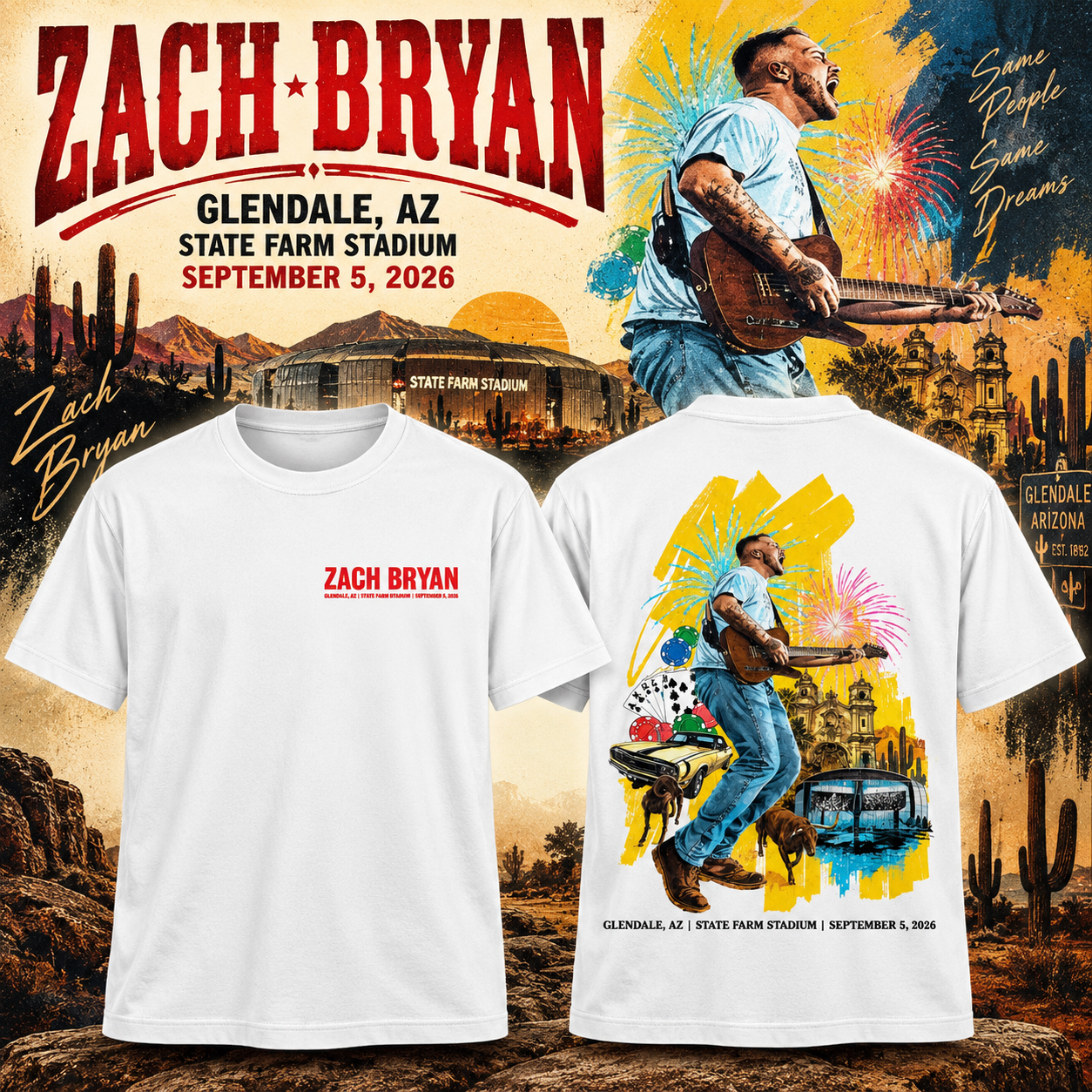 zach bryan with heaven on tour glendale az on september 5 2026 shirt merch LF8qC - merchtourboutique